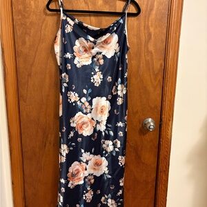 bebe Navy Floral Maxi Dress